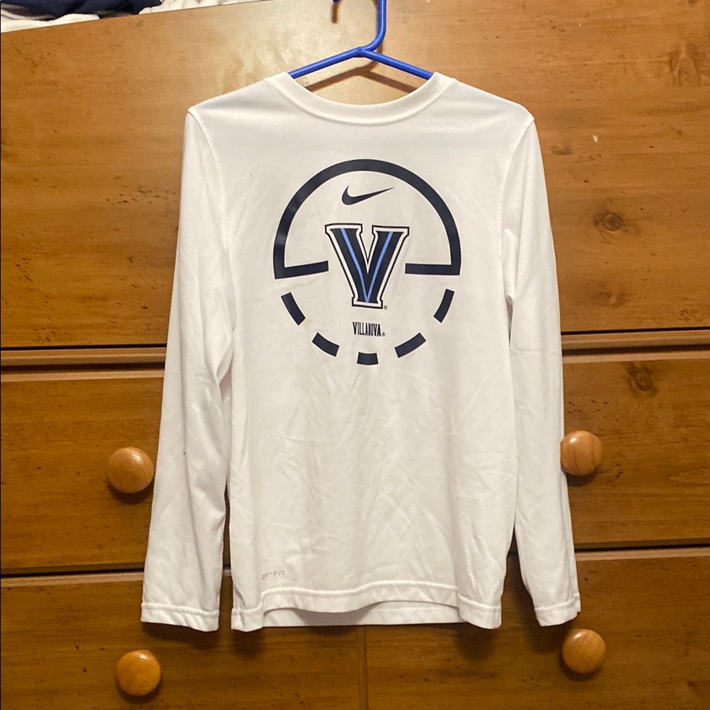 Nike White Villanova Long Sleeve Tee Kids Athletic Wear Size MEDIUM